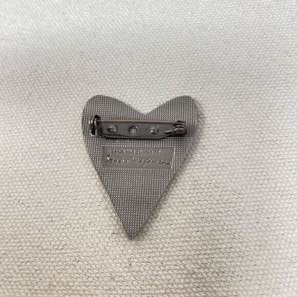 Sandra Magsamen Heart Love Brooch Pin Valentine Studio Signed Pewter Silver-Tone - Picture 4 of 7